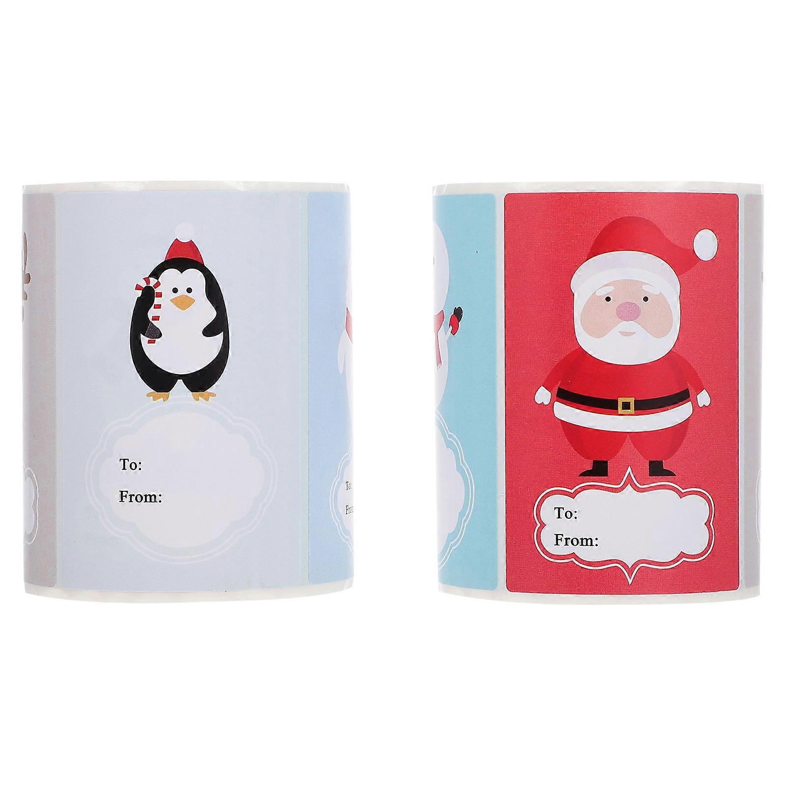 Xmas Writable Stickers For Envelopes Assorted Color Decorative Self-Adhesive 2 Rolls