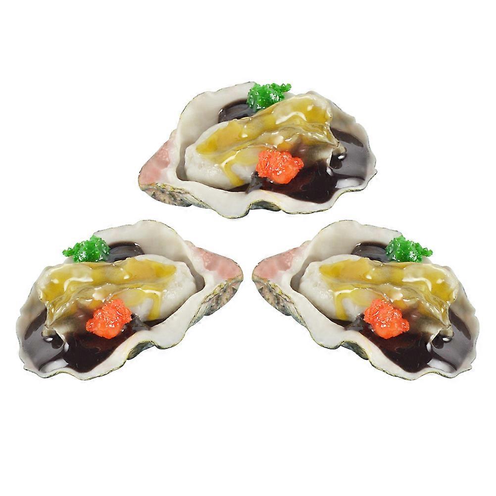 Simulation Oyster Model for Decoration Lightweight and Realistic PVC Made Multi Purpose Pretend Play Toys 3pcs