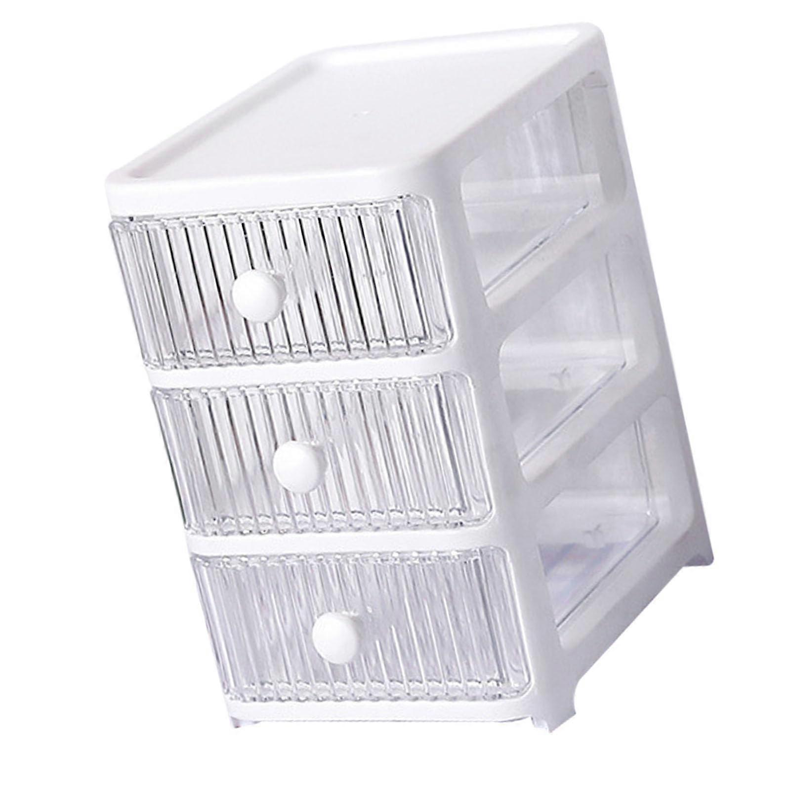 Stackable Desktop Storage Box - Transparent Plastic Organizer for Home Office Supplies, 3-Tier Design, Durable and Compact