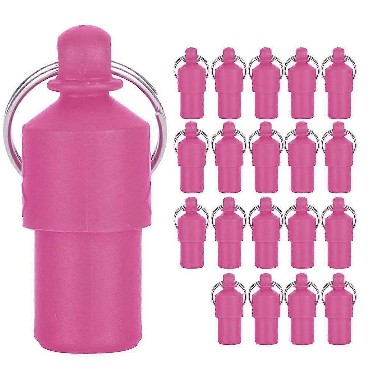 20pcs Anti-Lost Pet ID Tags with Name & Address Labels - Pink Storage Tubes for Dog & Cat Collar Pendants