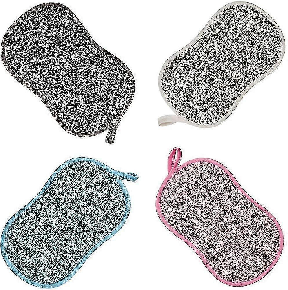 8 Pack Reusable Antibacterial Microfiber Dish Sponges for Kitchen