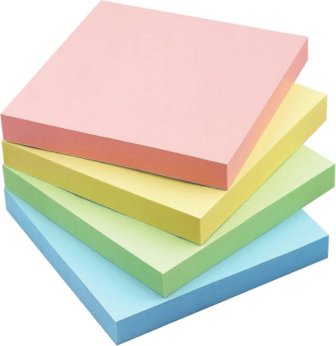Candy Color Notes 3"x3" Self-Adhesive Notes Vibrant Color Notes 4 Pads 100 Sheets/Pad (Pastels)