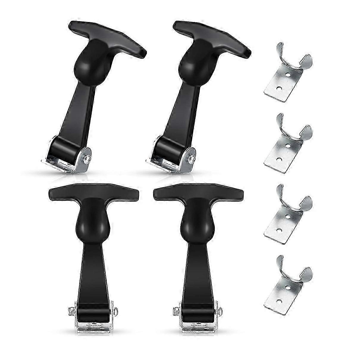 4 Pieces Elastic Stainless Steel Rubber Hood Catch Flexible T-Handle Hasp Rubber Flexible Draw Latches with Brackets