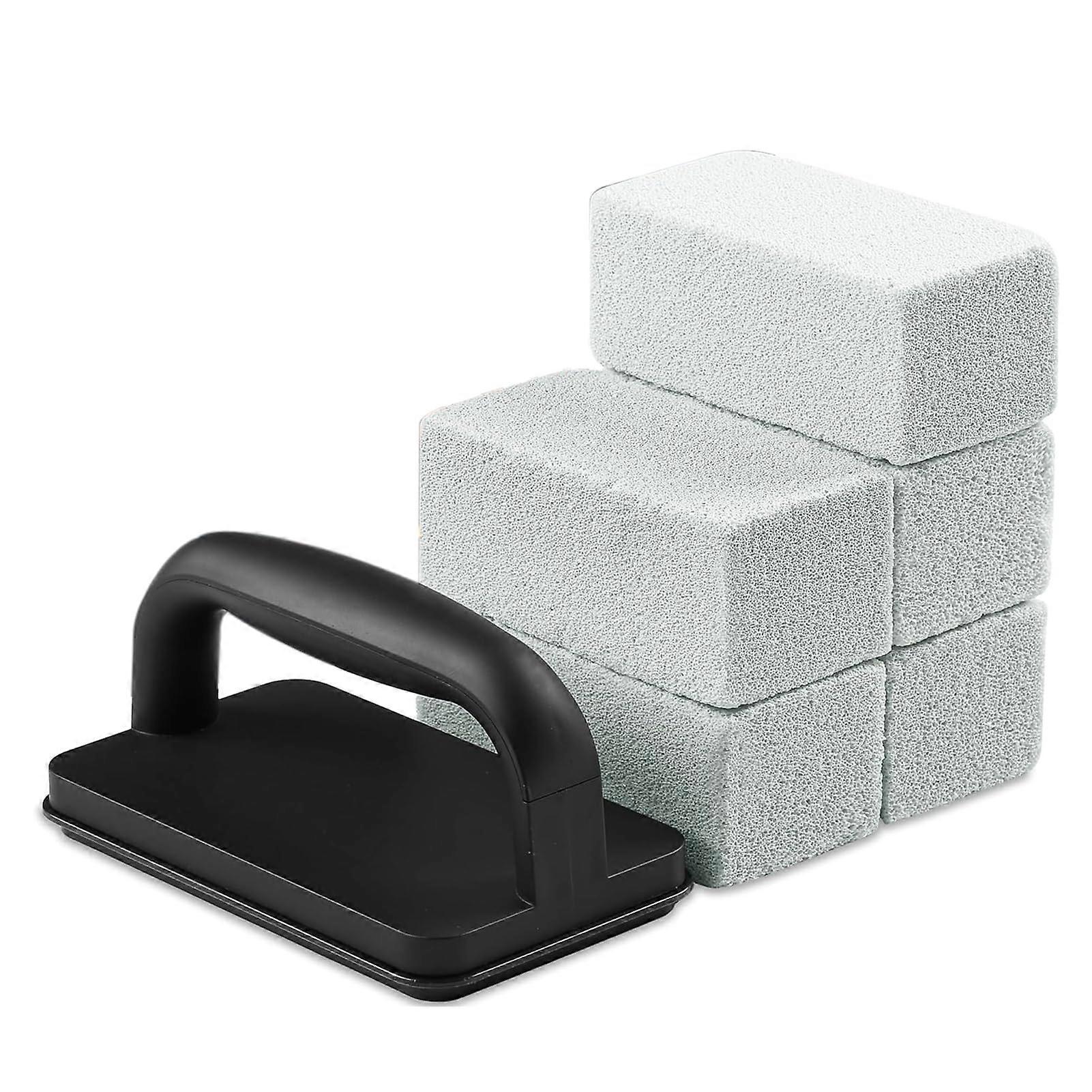 BBQ Cleaning Block Set - 5 Pcs Heat Resistant Pumice Grill Stones with Durable Handle for Effective Scrubbing