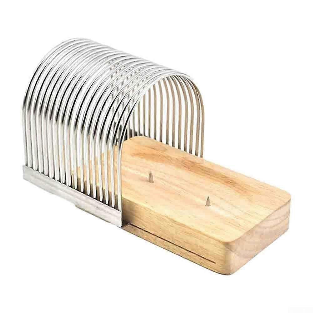 Bread Slicer Guide for Homemade Bread, 304 Stainless Steel & Wood Cutting Board, Adjustable Toast Slicing Tool in Gold