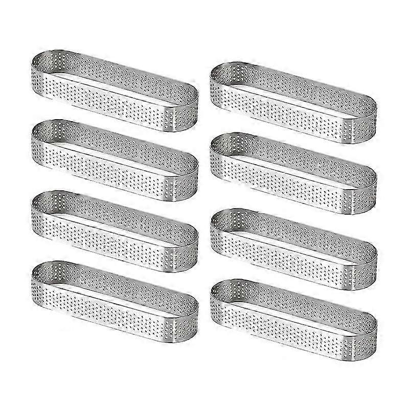 フレンチデザート、ムース、フルーツパイ、キッシュケーキ、ステンレス鋼用の8個の楕円形のタルトレットモールド