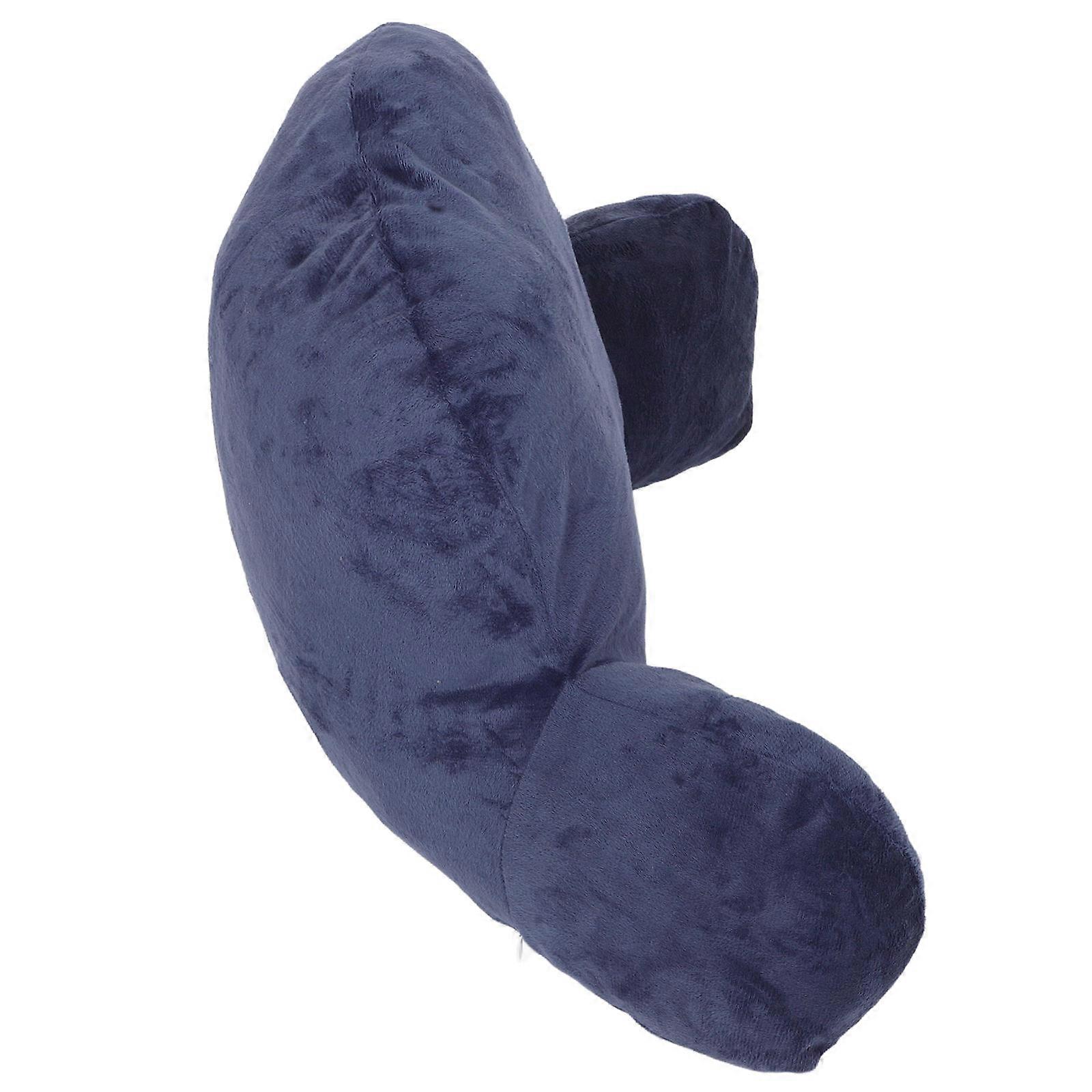 Lumbar Support Rectangular Backrest Pillow for Reading and Lounging Dark Blue Plush Cotton Back Support Pillow with Arms 1Pack
