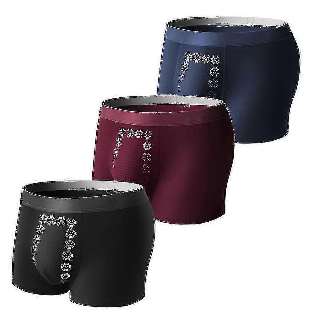 3 قطع العلاج بمجال الطاقة المغناطيسية شورت ملاكم للرجال مضاد للبكتيريا ملابس داخلية مريحة