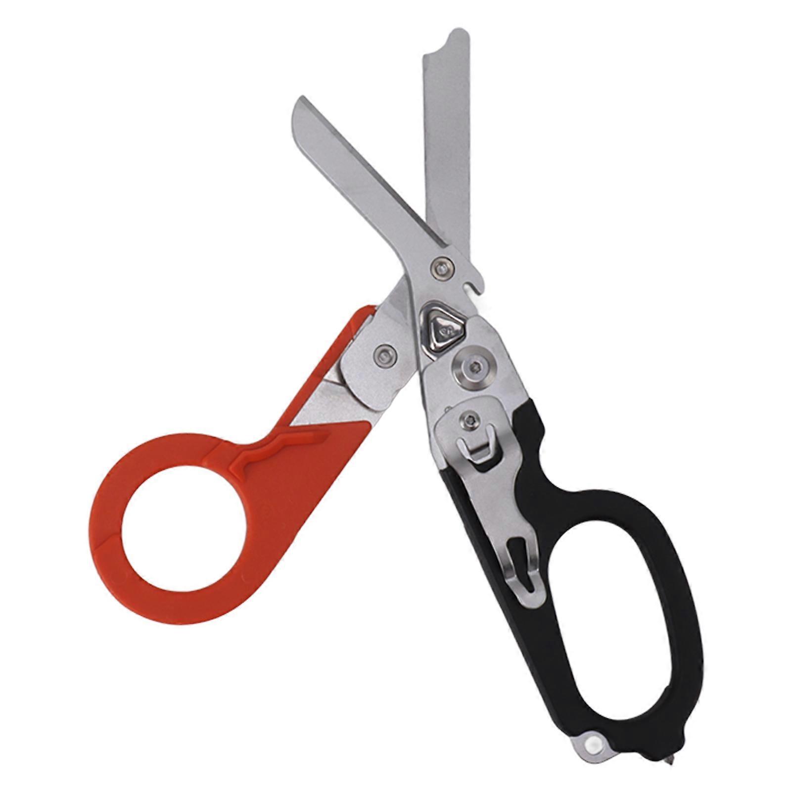 Emergency Response Shears Foldable Shear with Ring Cutter Glass Breaker Latching Function For Indoor Outdoor