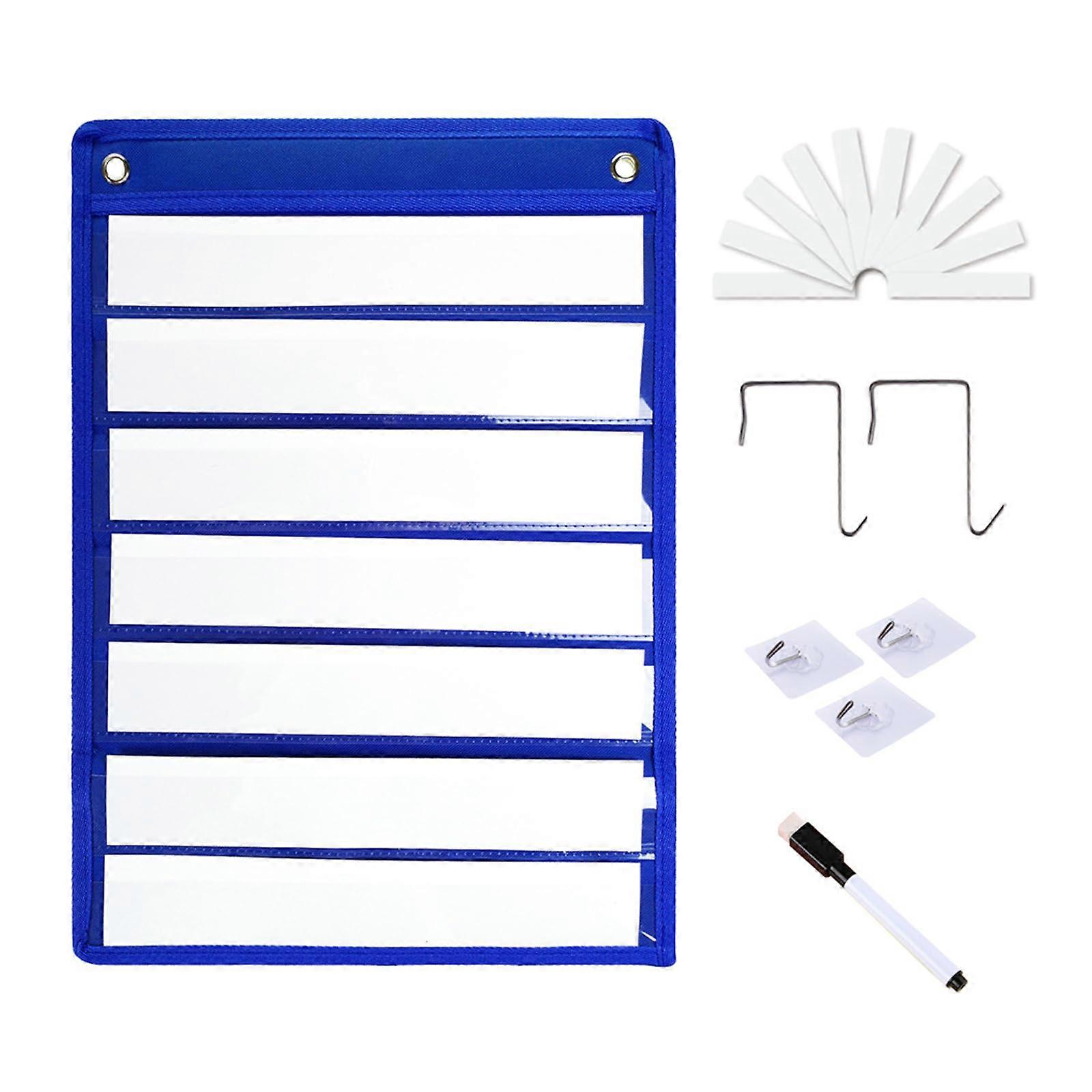 Pocket Chart 7-Pocket Classroom Teaching Chart With 10 Cards For Kindergarten