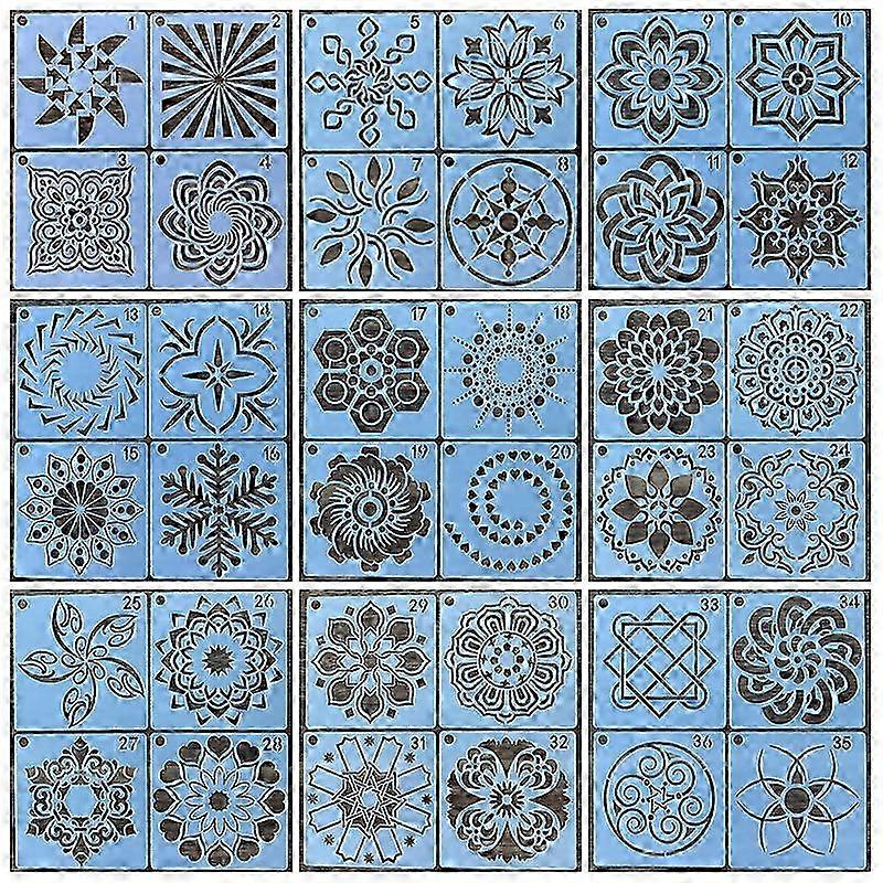 36 Pieces Templates Stencil Set, Reusable Craft Stencils, Mandala S...