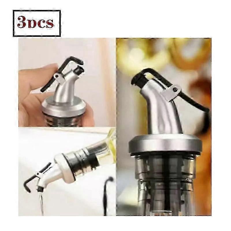 3x Plastic Bottle Oil/Vinegar Dispenser with Automatic Lid, 500ml