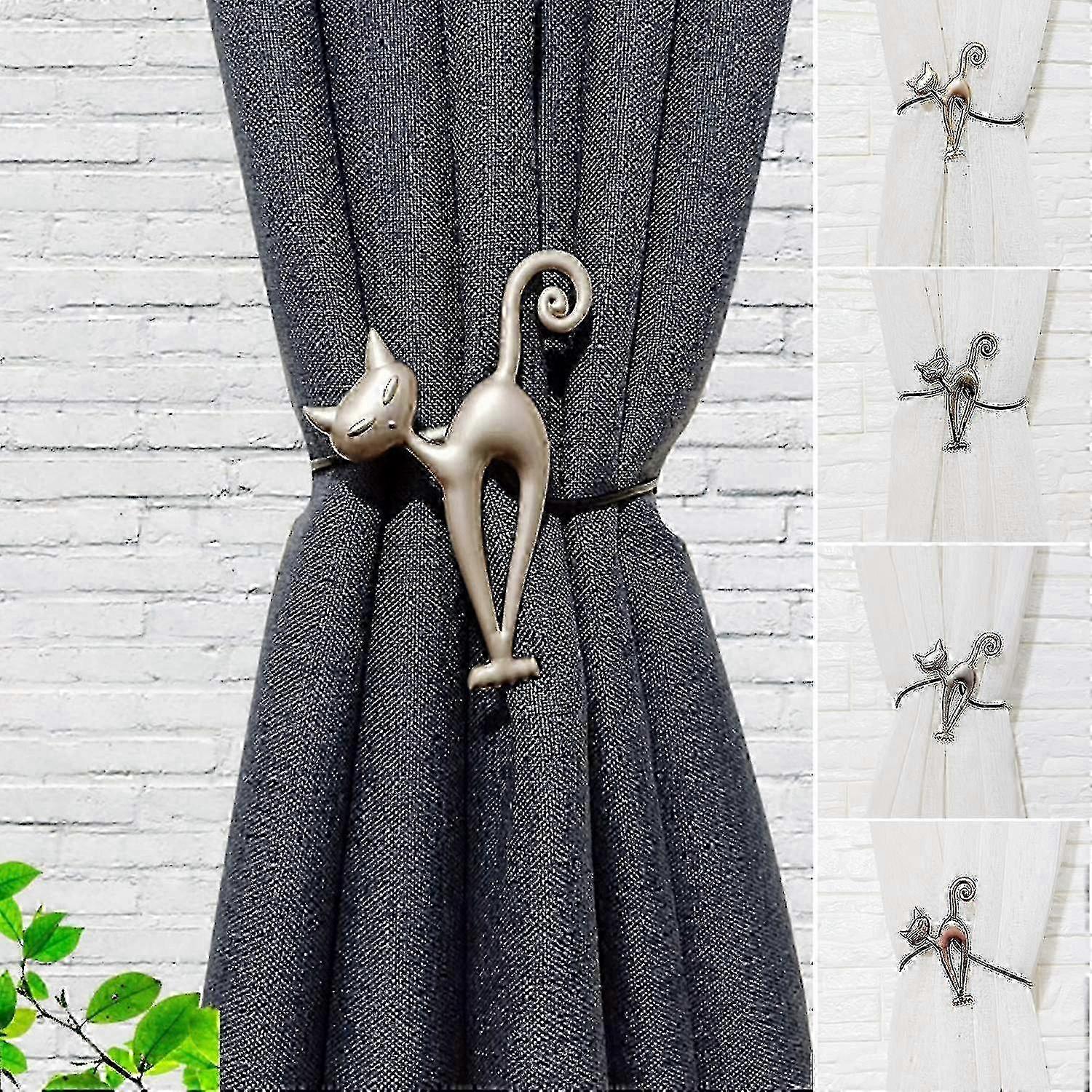 Magnetic Cat-Shaped Alloy Curtain Tie Back - Mini Drapery Holdback for Household Use 2025