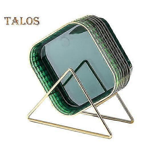 1 Set Spit Bone Dishes Heightened Transparent Fruit Tray Trash Trays Square Small Plate Tableware Fruit Snack Plates Kitchen Stuffs with Storage Rack