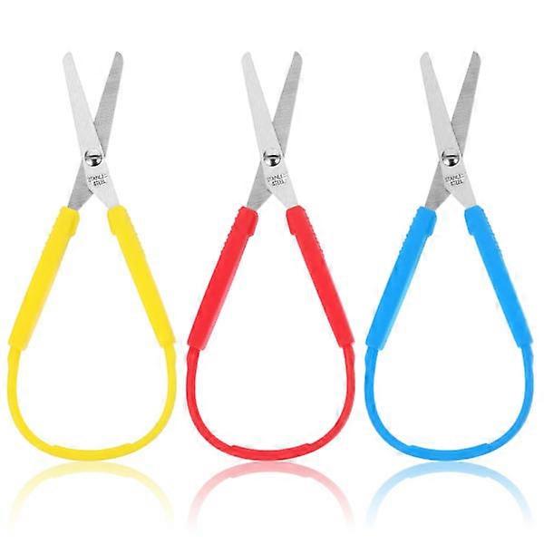 3 pieces colored grip mini self-adhesive ring scissors