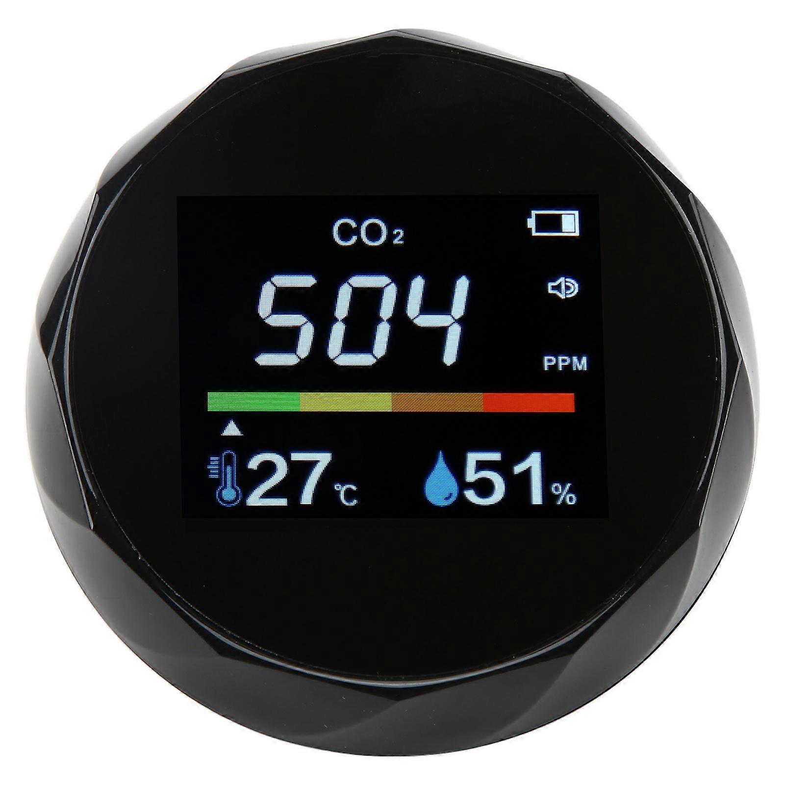 ZN-2CO6 Black 3-in-1 CO2 Monitor Temp Humidity Air Quality Detector