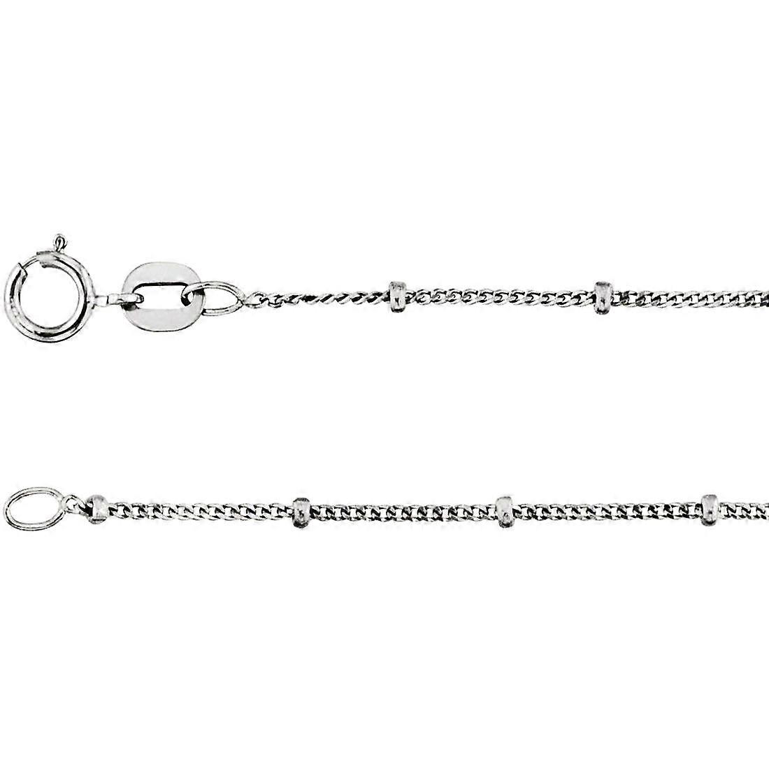 925スターリングシルバー1mmソリッドビーズチャーム縁石チェーンネックレス女性と男性用 - 長さ:16〜24