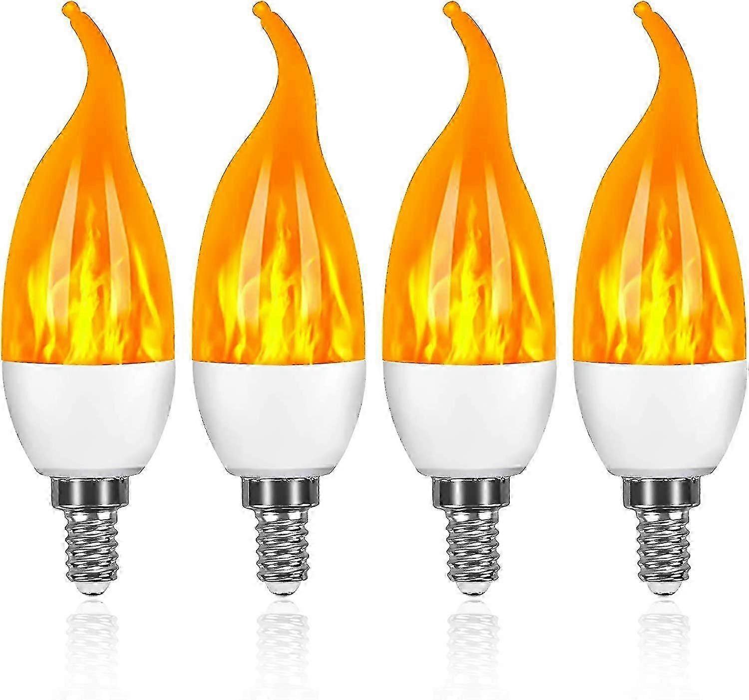 4 Pack 3W E14 LED Flame Effect Light Bulb 3 Lighting Modes Decorative Bulb for Halloween Christmas Wedding Party