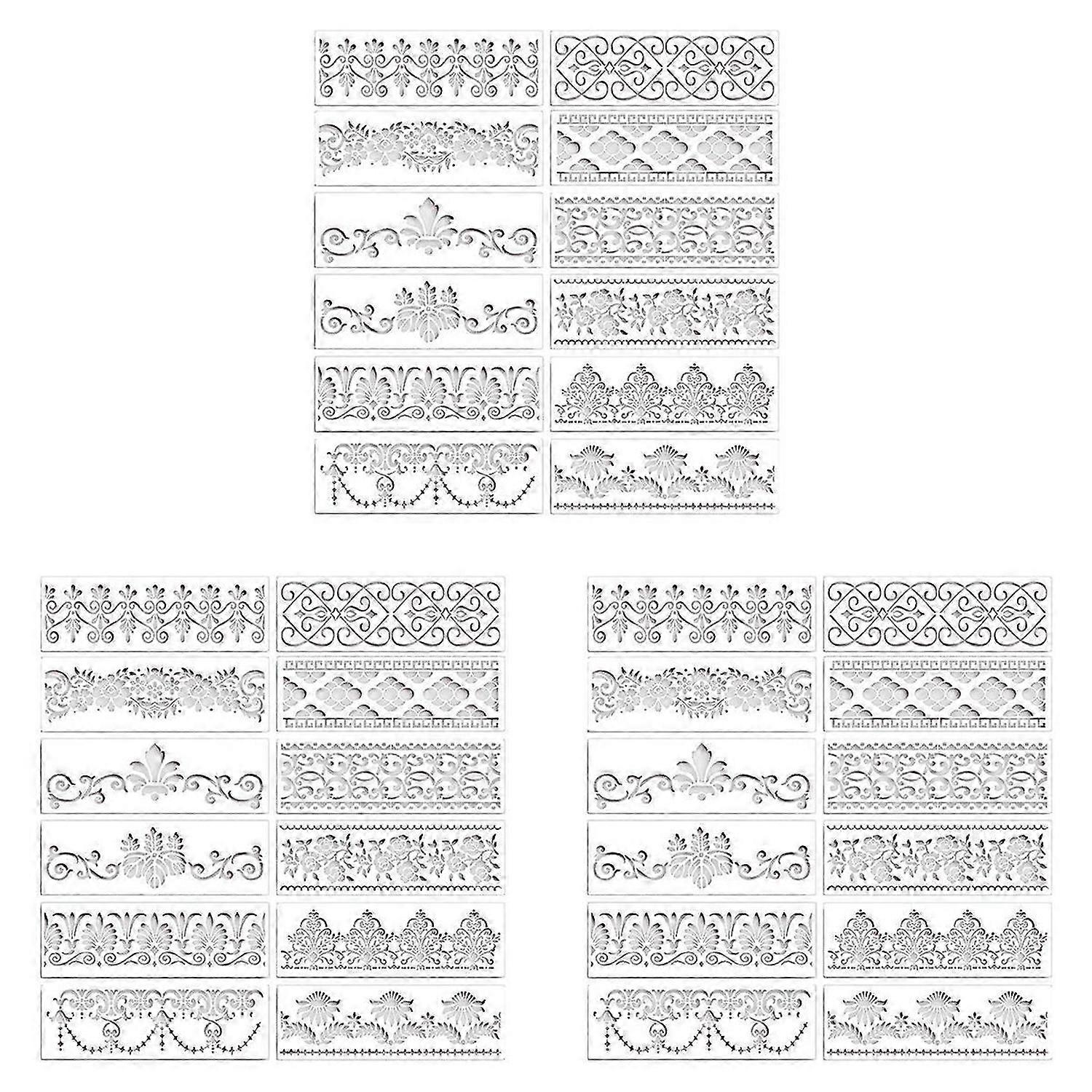 12Pc Flower Border Stencils Reusable for DIY Craft Stencils, 12x3.9In