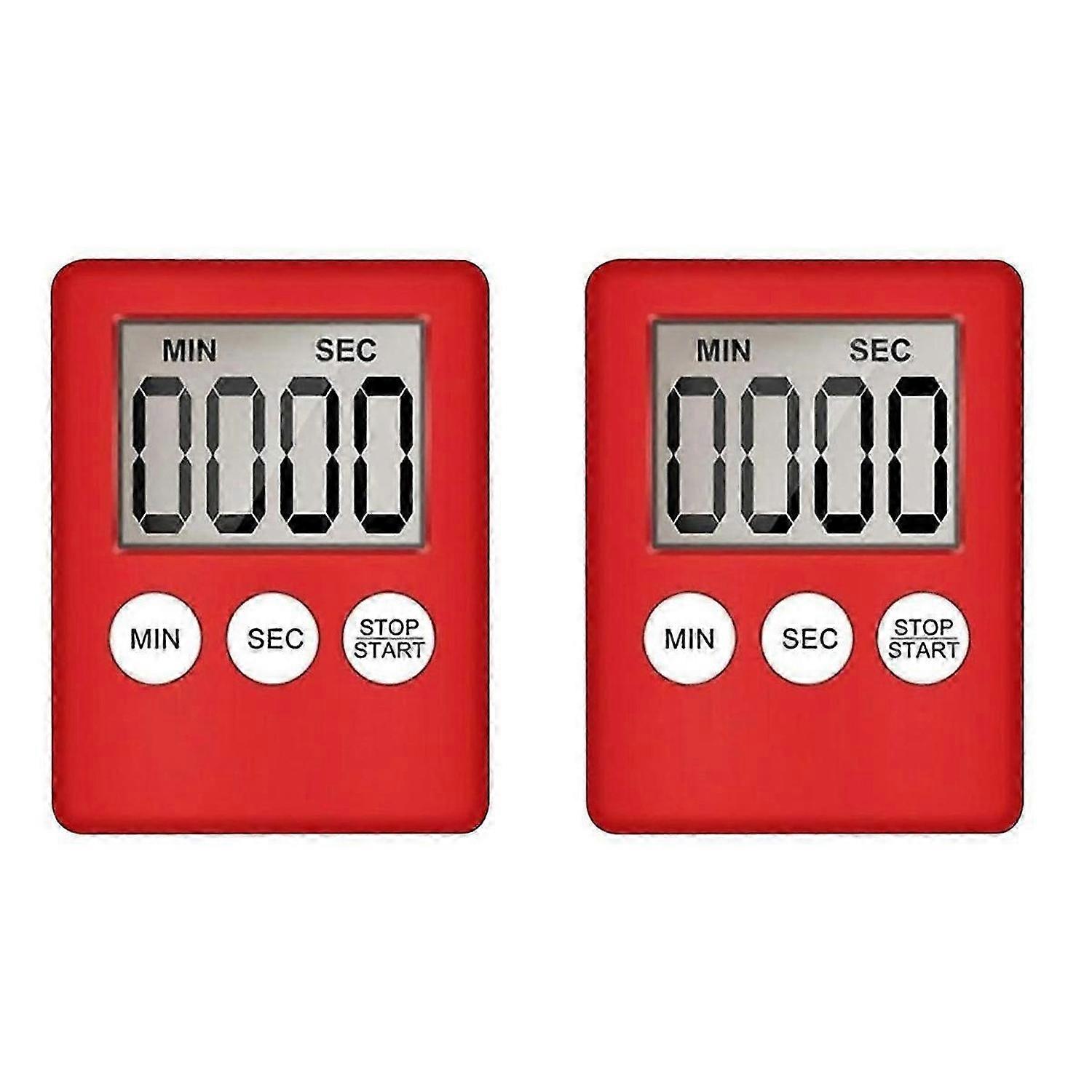 Digital Kitchen Timer, Timer, Egg Timer, Suitable for Work, Sports Timer, Game, Cooking Timer, 2 Pack Red