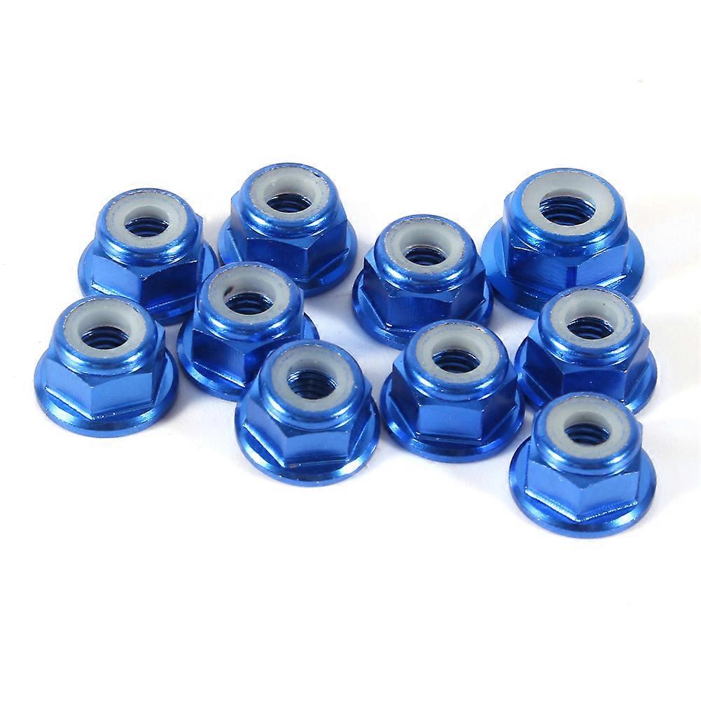 10pcs M4 Aluminum Self-Locking Hex Nuts Nylon Insert Royal Blue