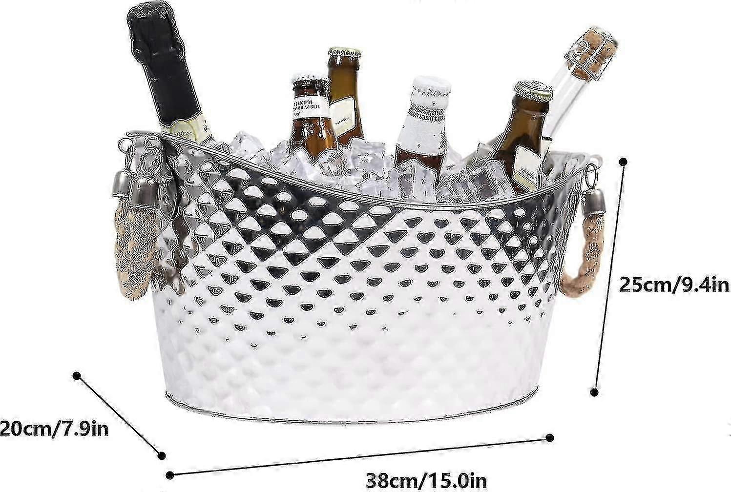 9l Large Ice Bucket, Stainless Steel Beverage Tub With Double Handles, Champagne Bucket For Weddings,family Party And Business Party