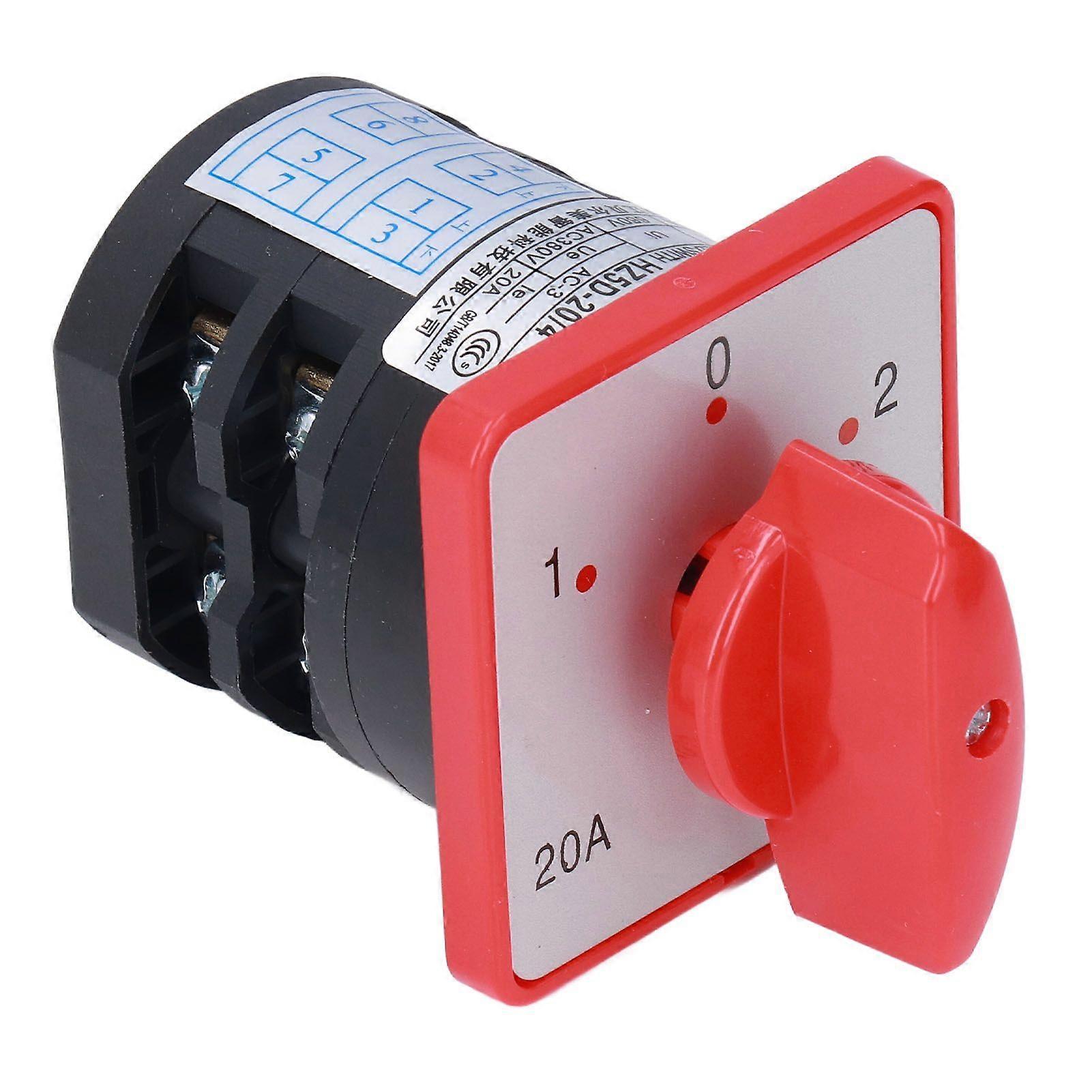 Changeover Switch 2 Pole 3 Position Cam Changeover Control Selector Switch for Motor AC380V