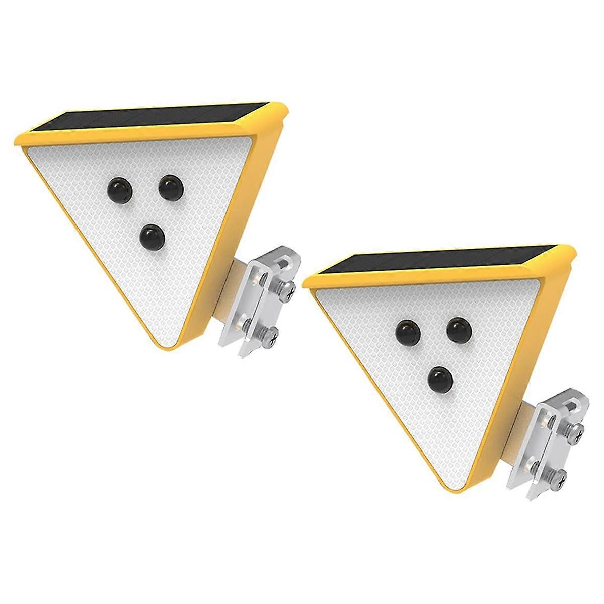 Solar Warning Light - LED Flashing Safety Light Yellow