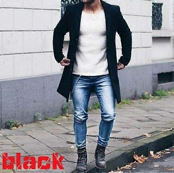 Coat 2019Wish Winter Solid Color Simple Men's Mid-Length Woolen Coat