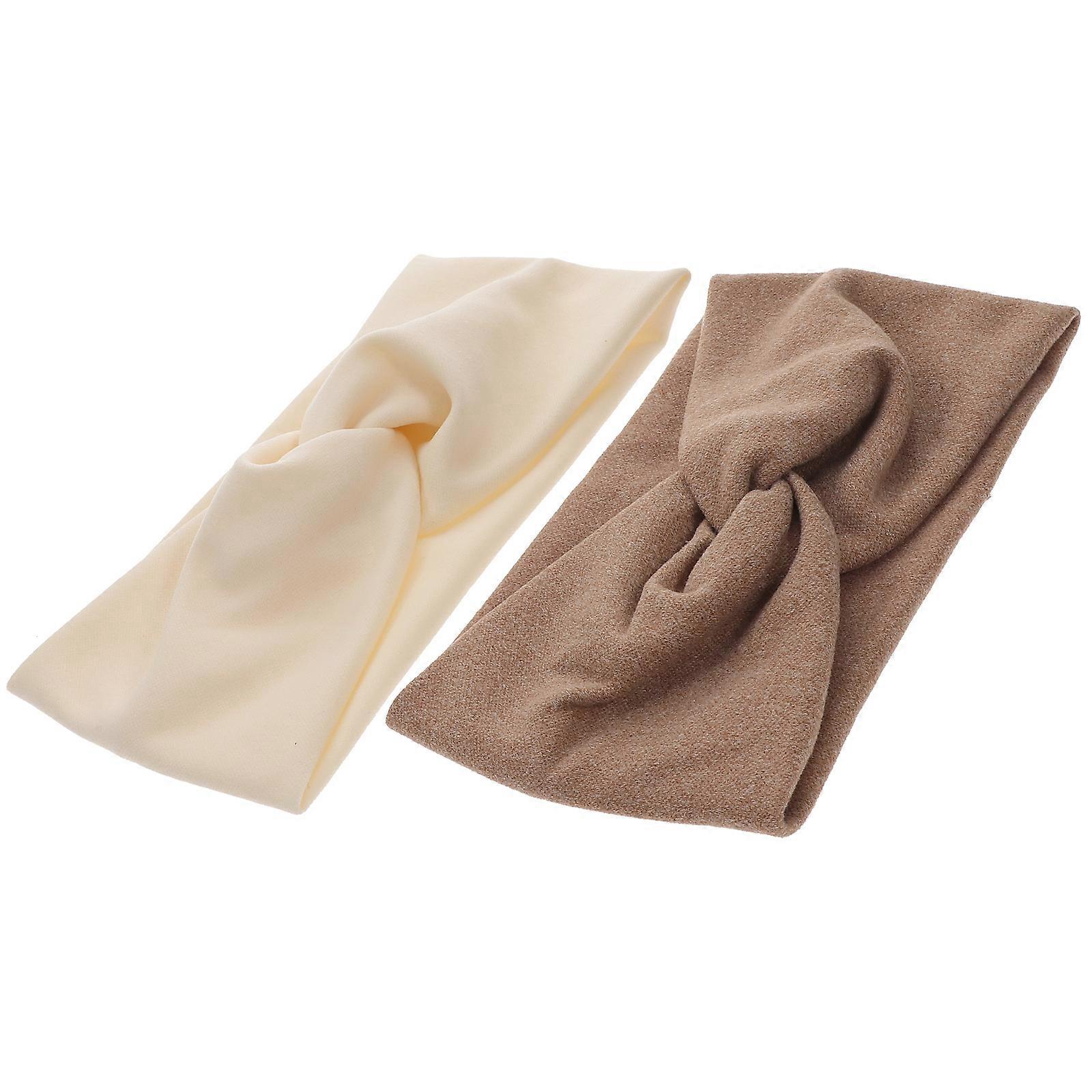 Wide Edge Elastic Headbands Knotted Fabric Headbands for Decoration 2Pcs Women