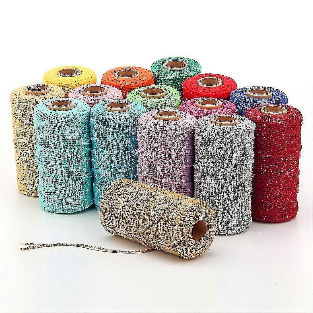 2mm 100m Cotton String Twine 8 Ply Solid Colour Holiday Decorative Thread For Diy Craft Gift Bake Wrapping