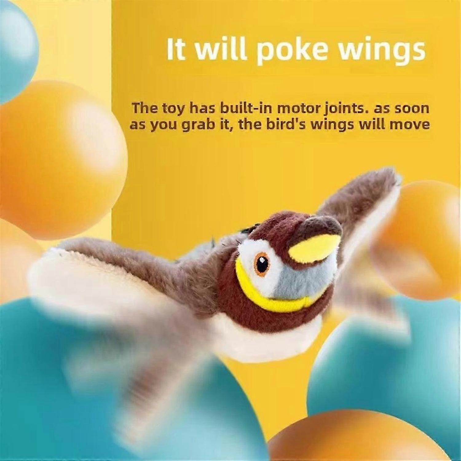 Cat Toy Interactive Electric Fluttering Sparrow Realistic Bird Movements Engaging Pet Play Accessory