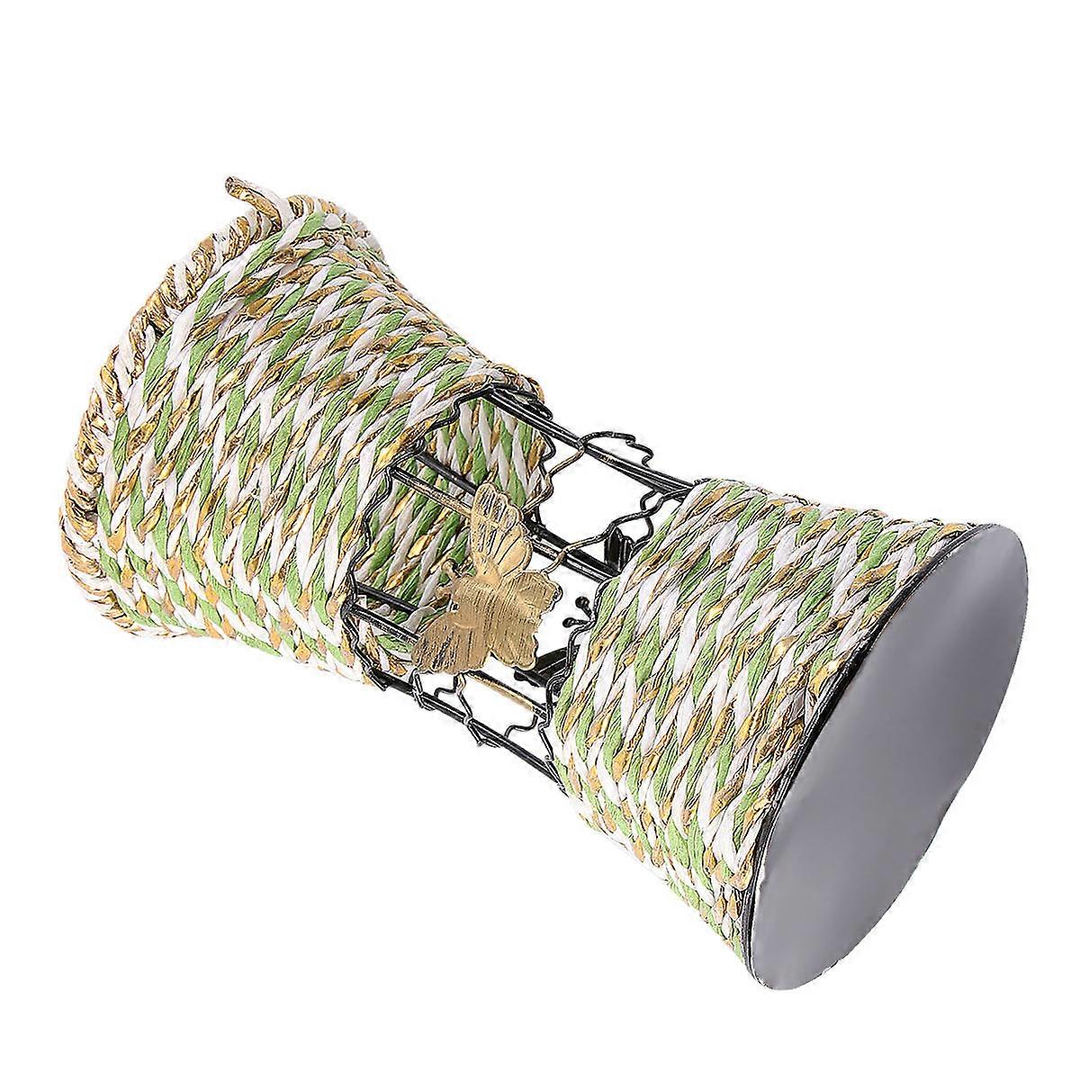Green Artificial Rattan Woven Flower Vase for Decoration 3Pcs Desktop Vase
