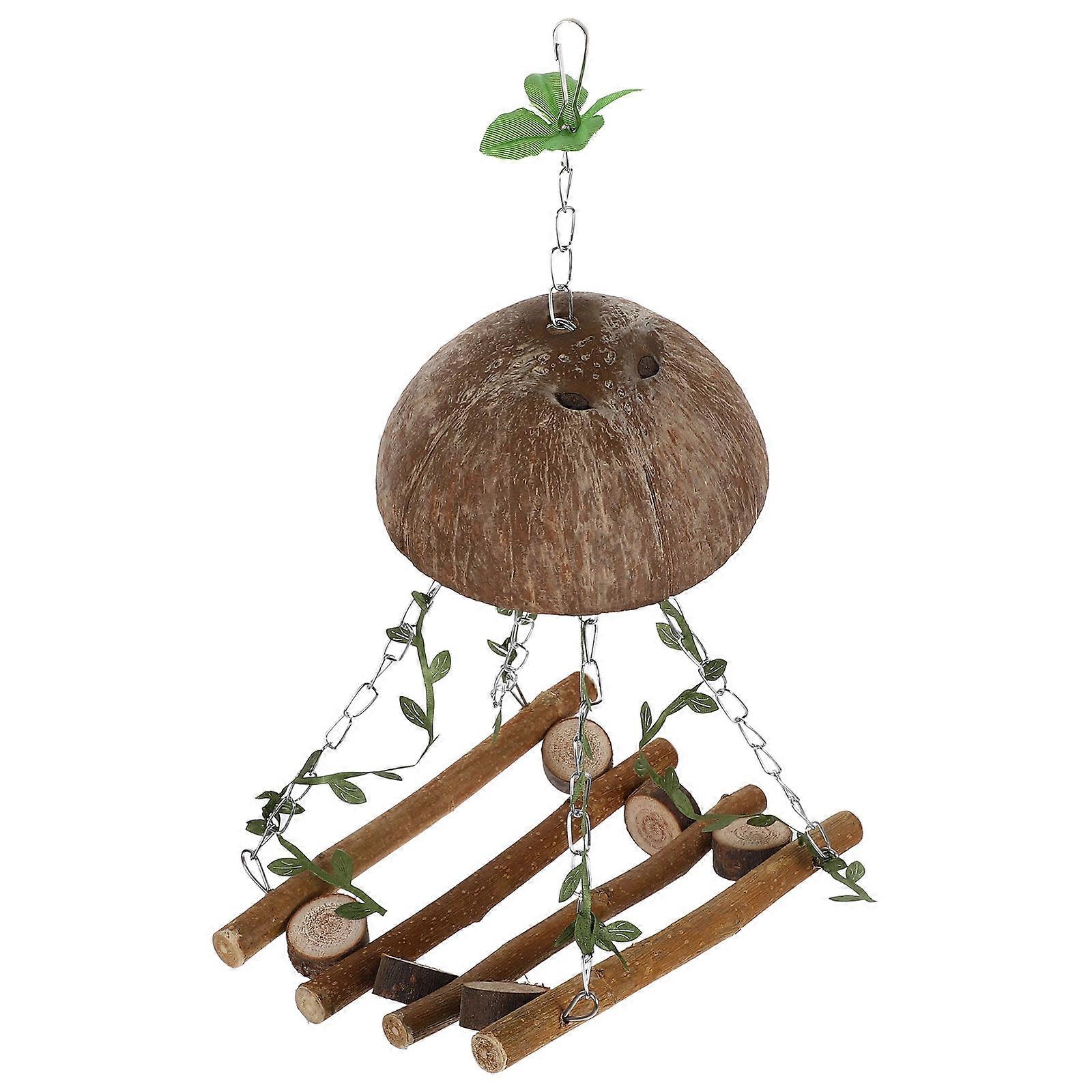 Bird Toy for Cages Parrot Hanging Swing Perch for Birds 2Pcs Wooden