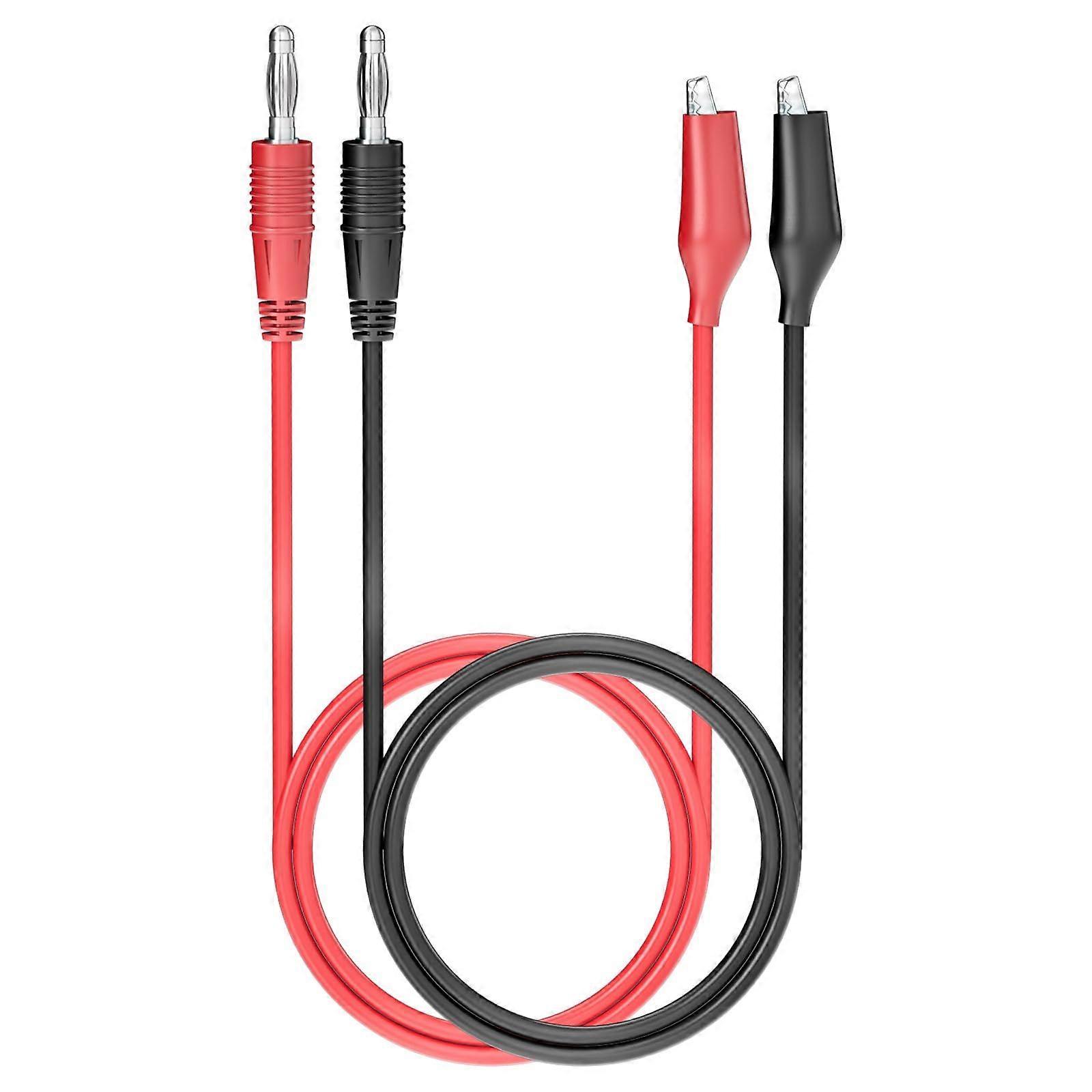 4mm Banana Plug To Crocodile Clips Test Leads Soft Flexible Cable 3.3ft/1m 2 Pack Red And Black Multimeter Leads