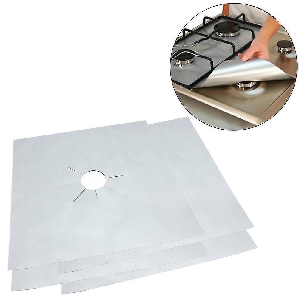 Gas Hob Liner Oven Protector Sheets for Kitchen Use 4Pcs Silver Set