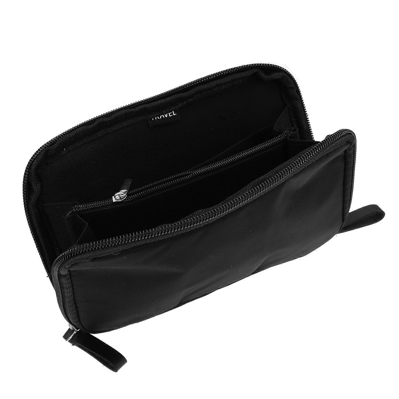 Practical Nylon Change Purse Multi-functional Cards Purse Travel Everyday Use Black 20X13X2CM 1Pc