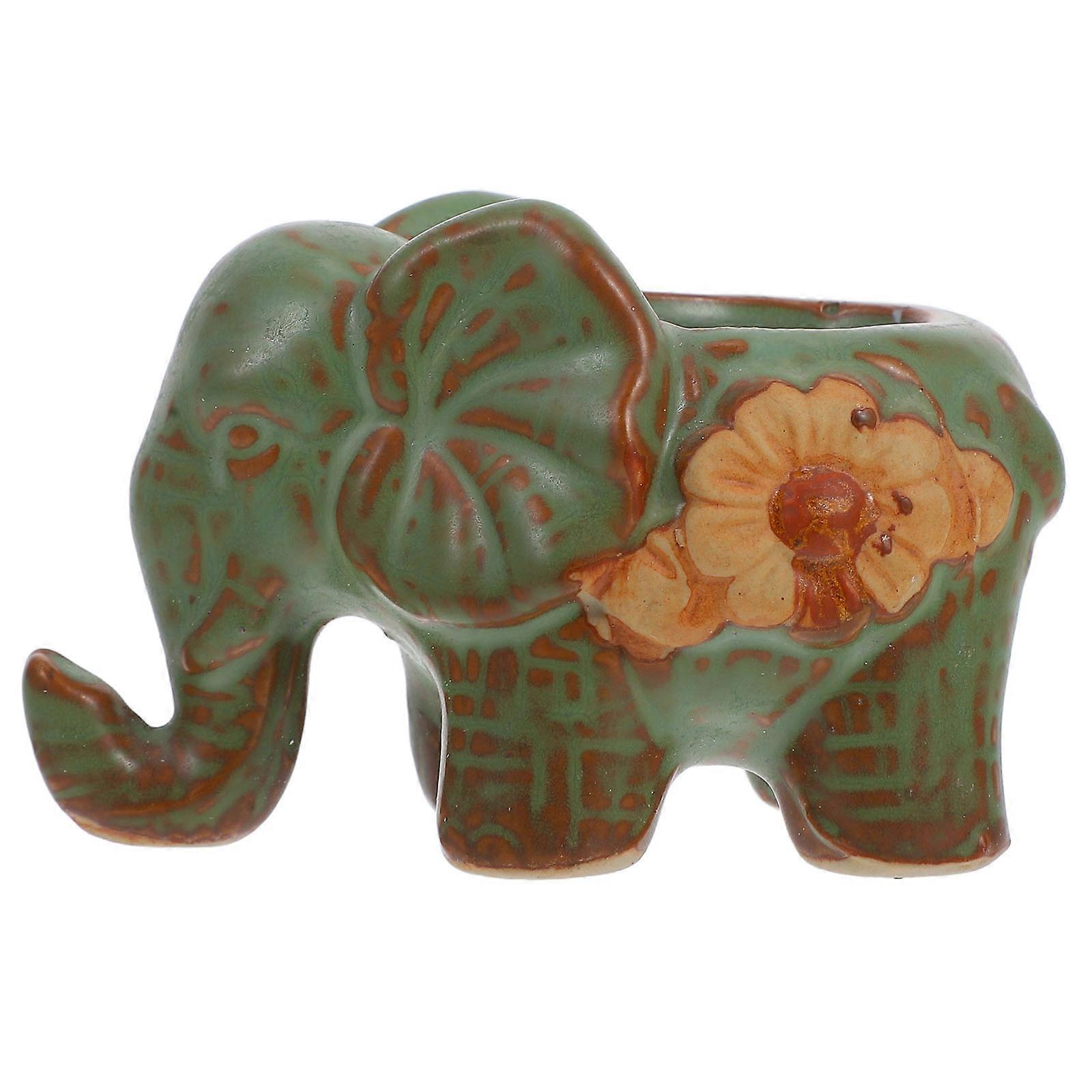 Miniature Elephant Ceramic Planter For Indoor Decoration 8.00X5.50X5.50CM Charming Addition For Garden Use 2Pcs