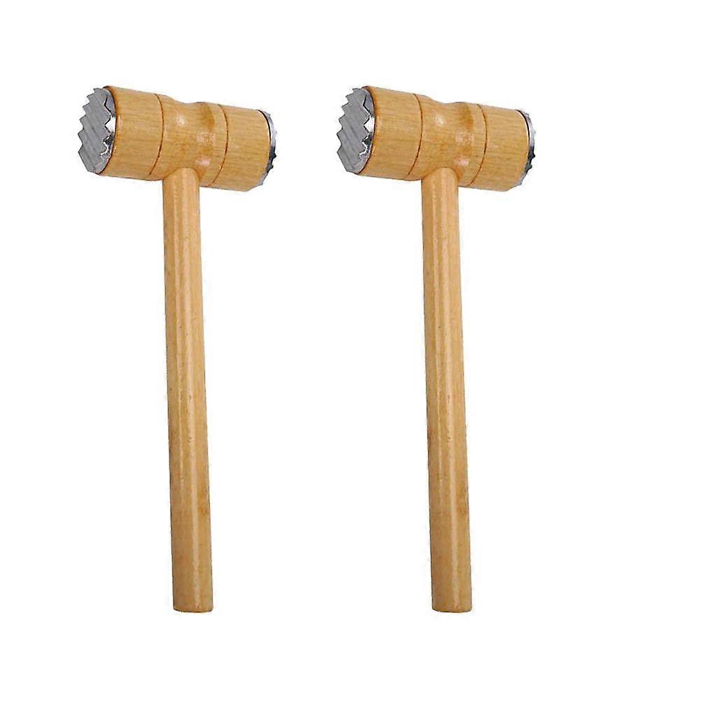 Meat Knocking Hammer for Tender Meat 6Pcs Double-Sided Wooden Mallet