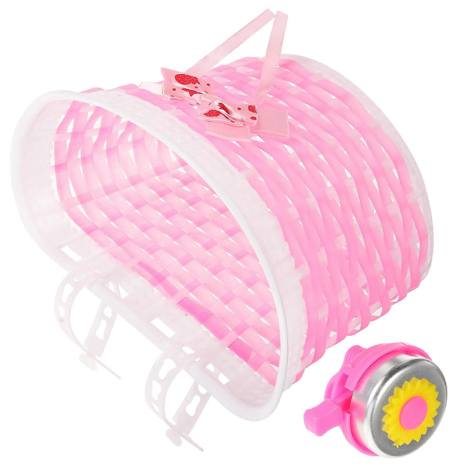 Kids Bike Front Container Pink Bike Basket for Storage 3Sets Included