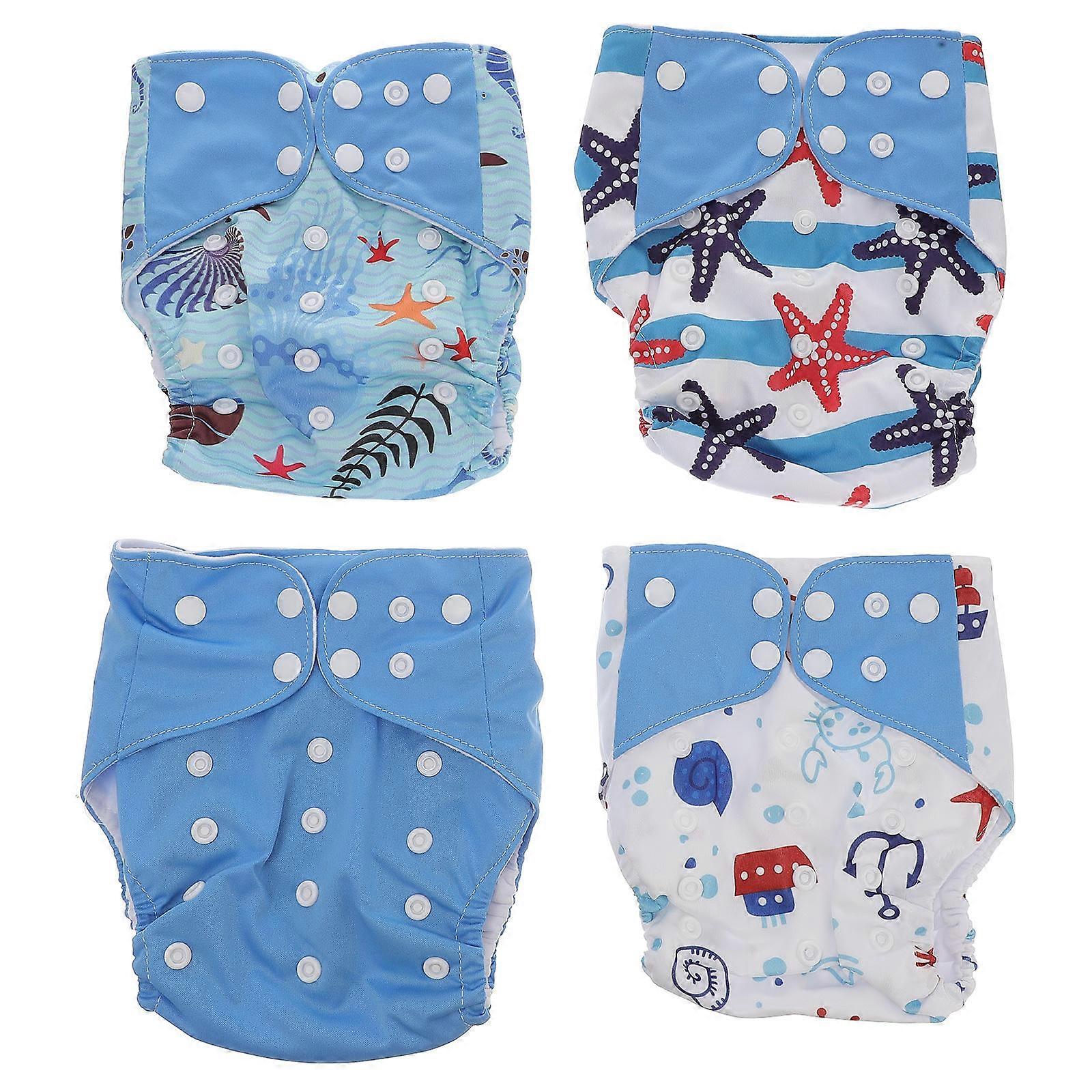 Infant Baby Diaper Pants Breathable Partition Diapers For Toddlers Daily Use Blue 4Set
