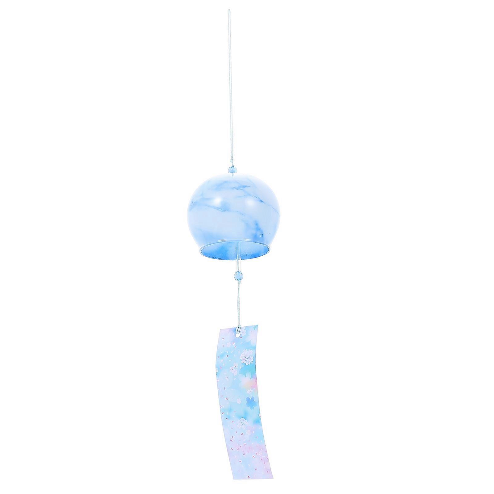 Glass Wind Chime Japanese Style for Decoration Outdoor Use Sky-Blue