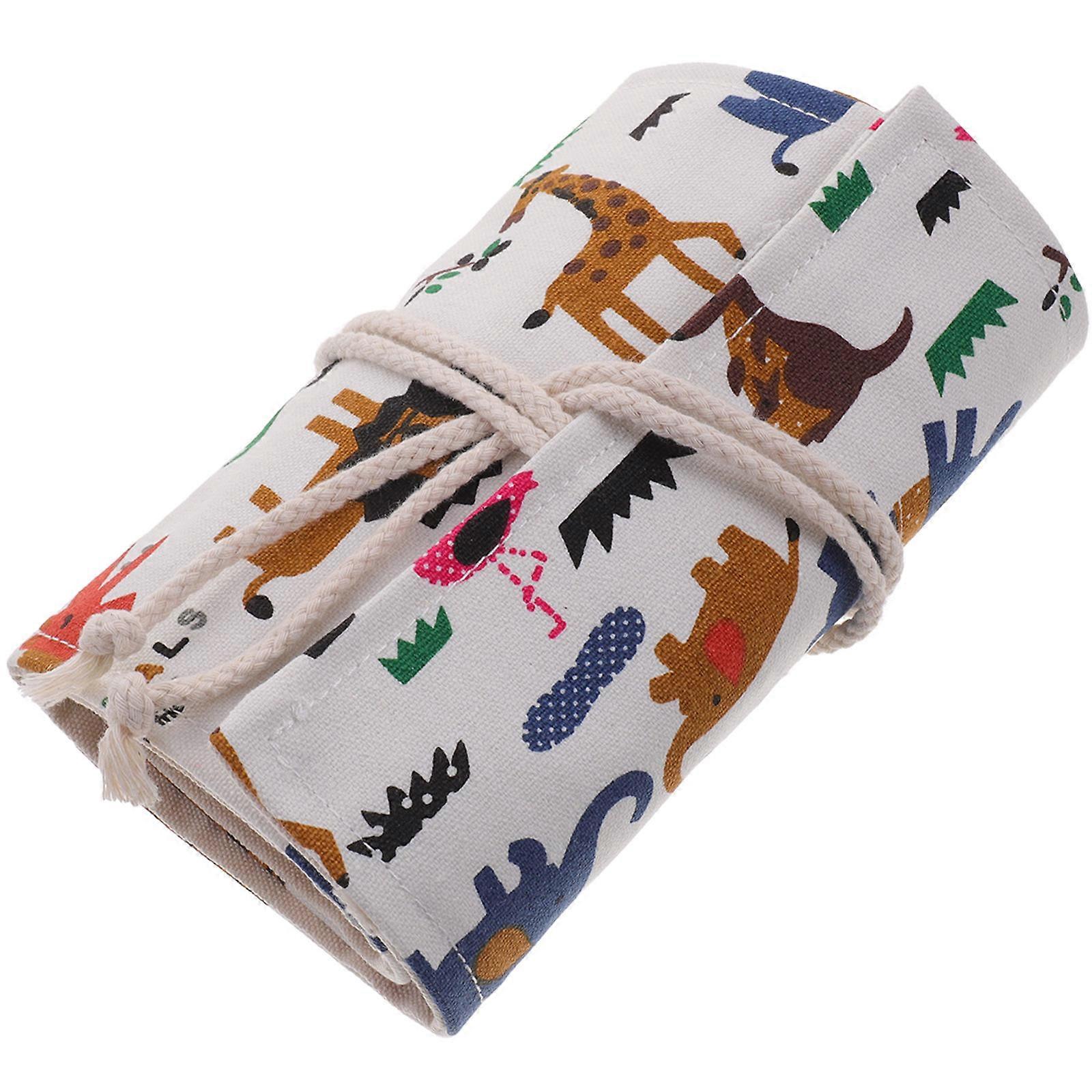 Canvas Pen Wrap Case For Drawing Tools In Art .79X7.86X0.20in Simple Design 2Pcs