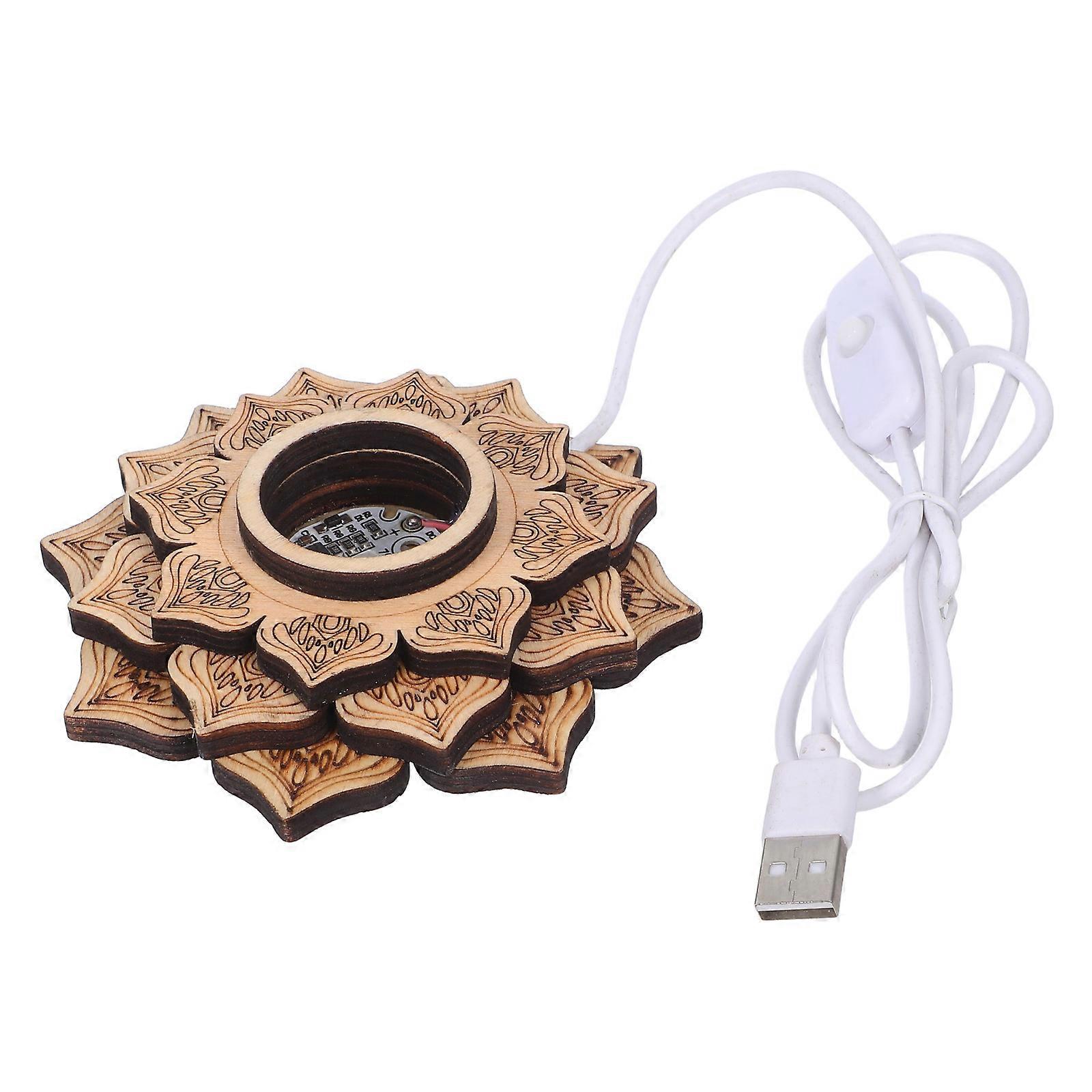 LED Crystal Stand Wooden Sphere Stand for Decoration USB Powered Base