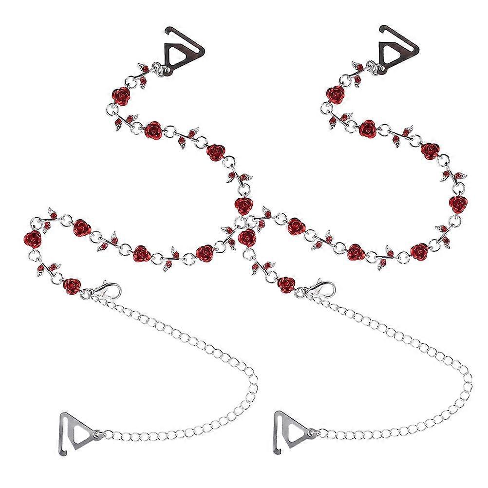 Rhinestone Bra Shoulder Strap for Bra Use 2Pairs Adjustable Red Pair
