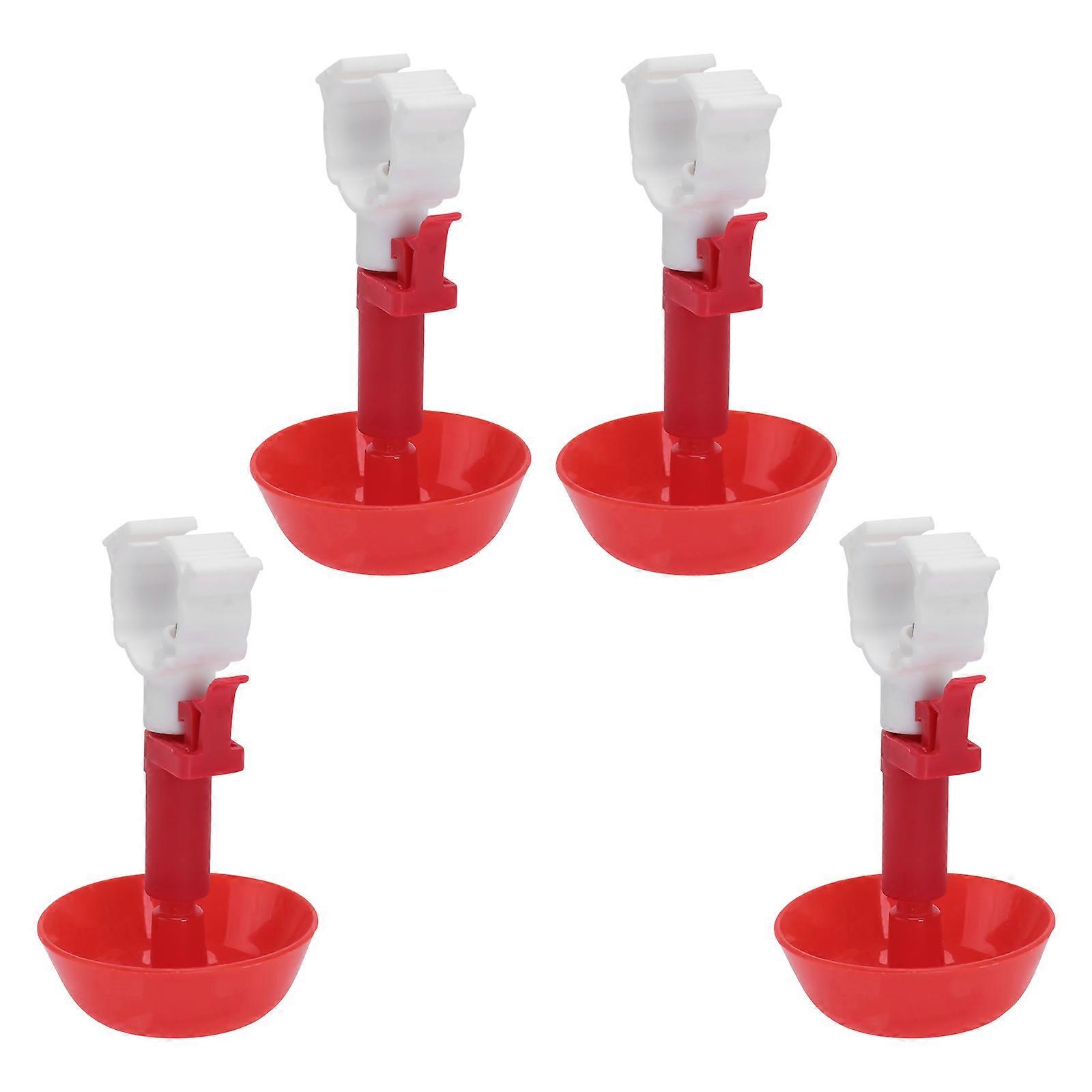 Bird Water Drinking Cup 4Pcs Automatic Drinker For Chickens And Poultry At Home Easy To Use Red