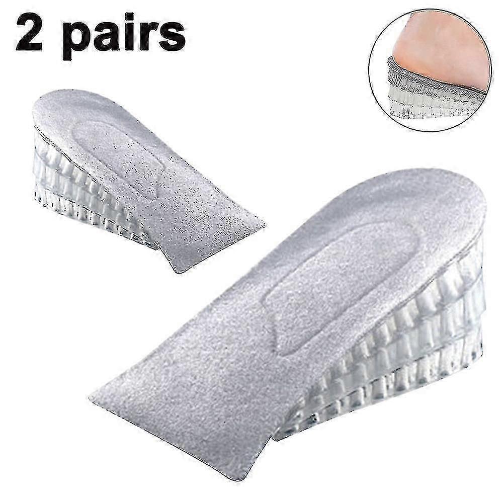 2 Pairs Heel Lift Inserts Height Increase Insole Invisible Heightening Insole Sillicone 3-layer Heel Support Insoles Height-adjustable Shoe Pads Foot