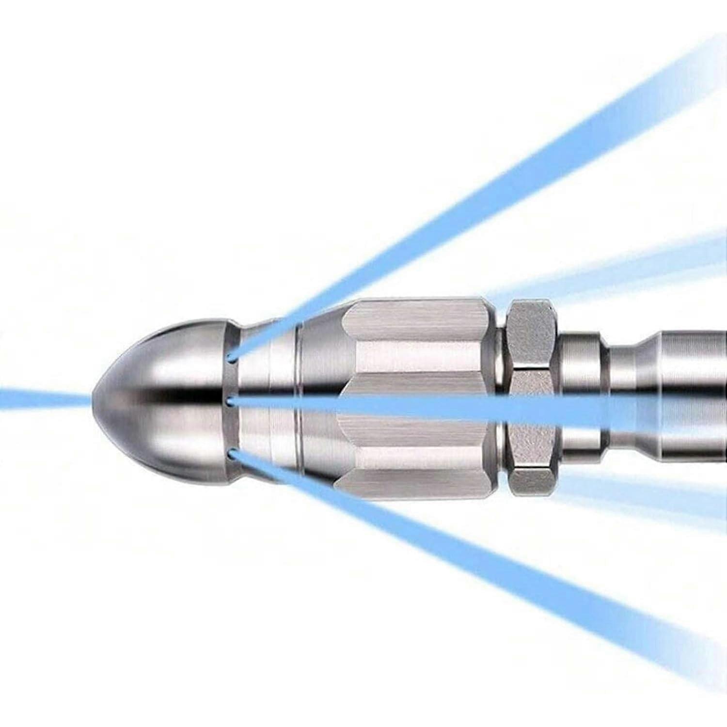 1/4' Quick Connect Stainless Nozzle Set,  2025 Model, 7 Holes, 5800 PSI Rotating Spray For Sewer And Gutter Cleaning