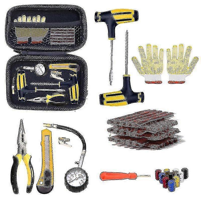 Bildäck Rep Kit Punktering Plug Tools Däck punktering för däckremsor Stiring Rep Tool Kit Biltillbehör