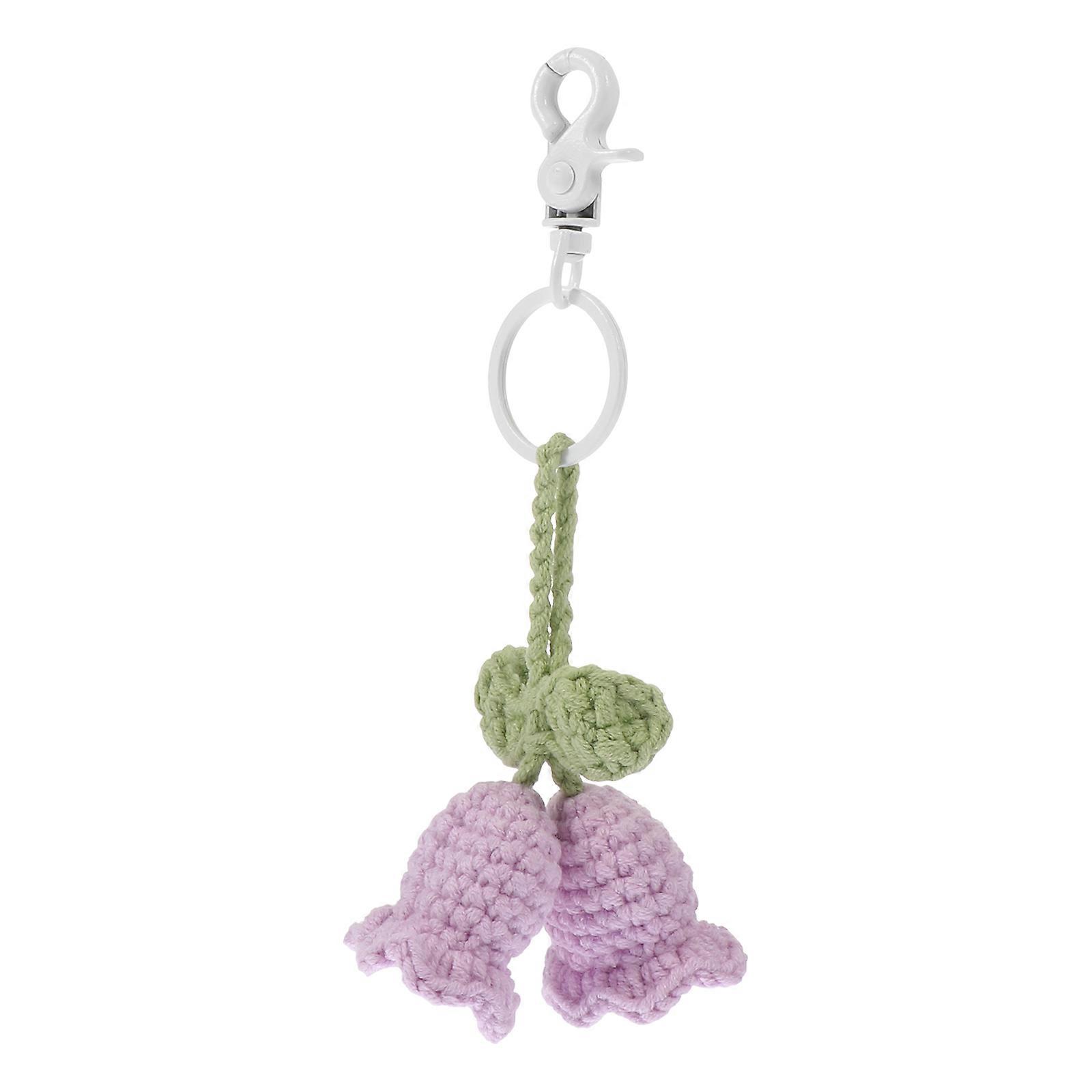 Vintage Flower Keychain Hand Knitted Pendant Daily Use Small 1Pc